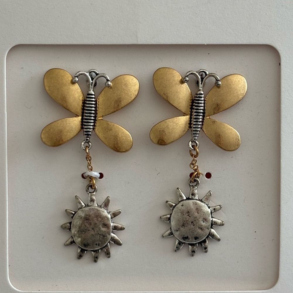 Butterfly and Sun Dangle Earrings